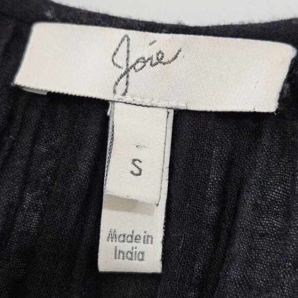 Joie Black Boho Cotton Embroidered Mini Dress Small Tassels Short Sleeves - Picture 8 of 10